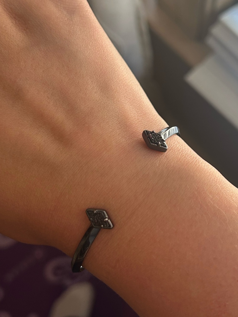 Kendra Scott Open Cuff Bracelet with Black Drusy Diamond Accents